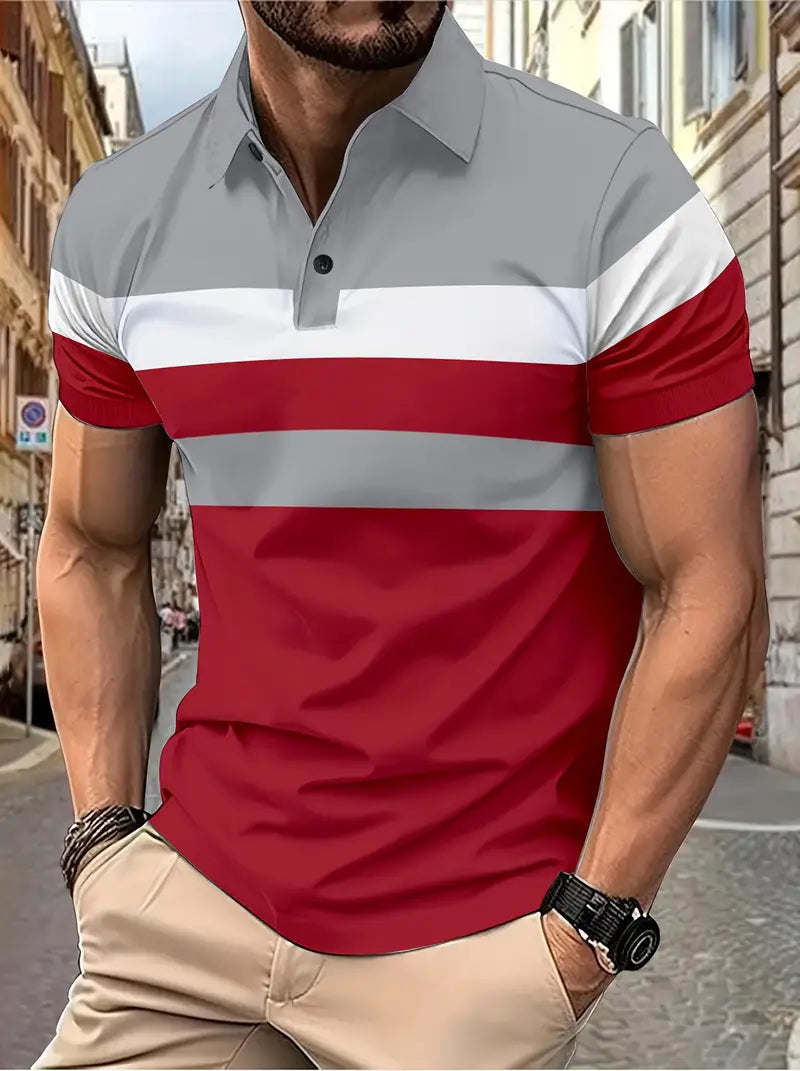 Alexander – chemise décontractée à manches courtes pour homme avec motif color block