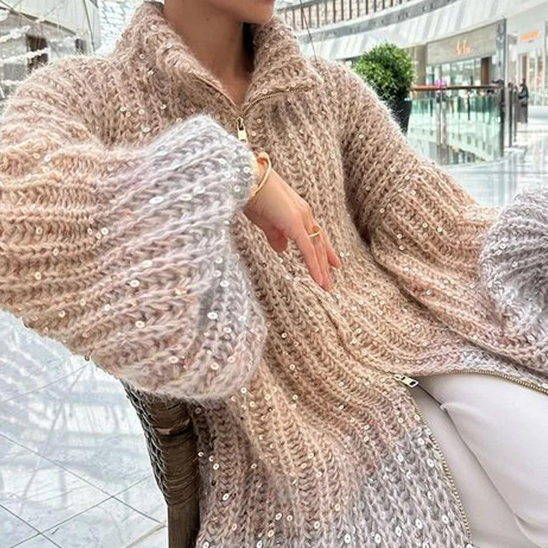 Pull en maille unie avec paillettes