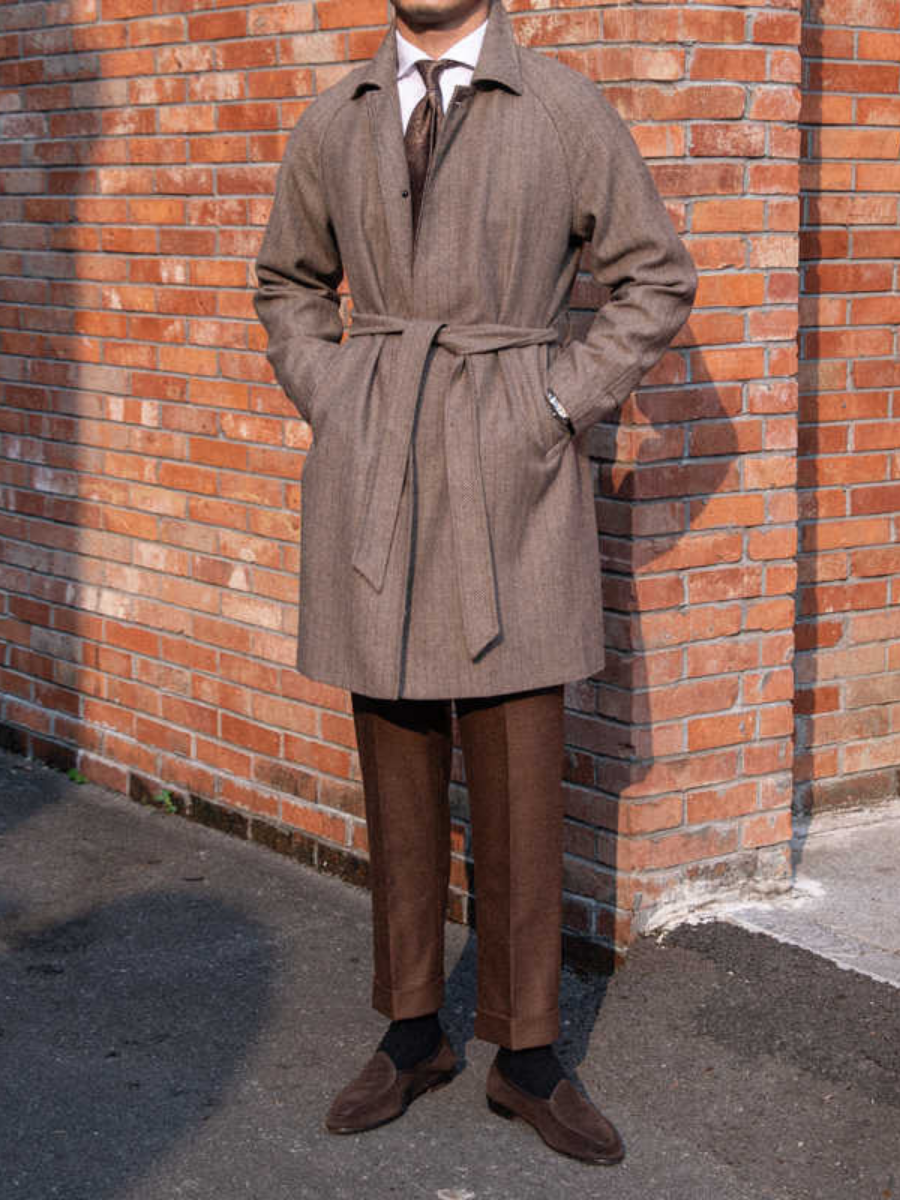 Herringbone Balmacaan Übermantel für Herren