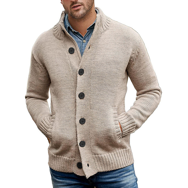 Hervin - Pull simple boutonnage en maille unie