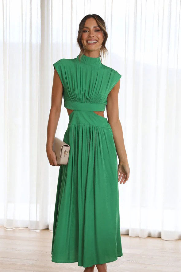 Urlaubs-Midikleid mit ausgeschnittener Taille und Taschen