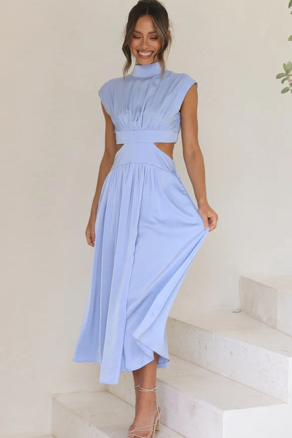 Urlaubs-Midikleid mit ausgeschnittener Taille und Taschen