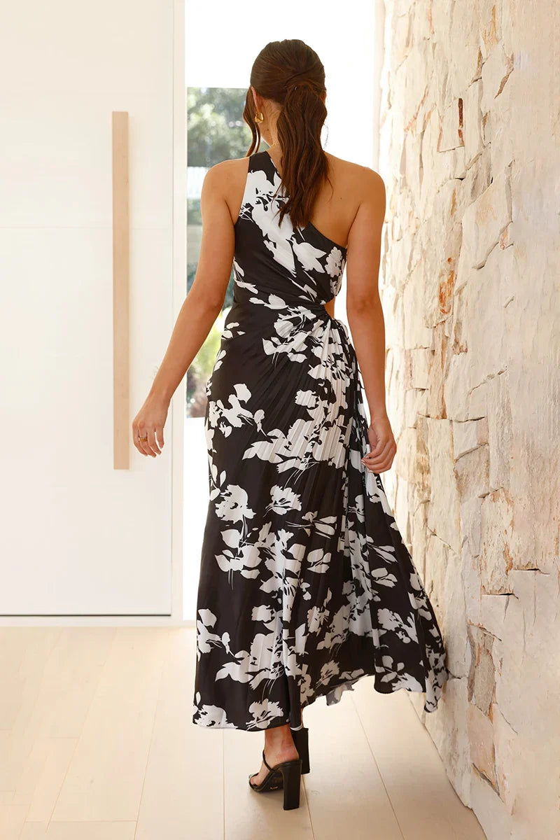Laken Maxikleid - Schwarz/Weiß geblümt