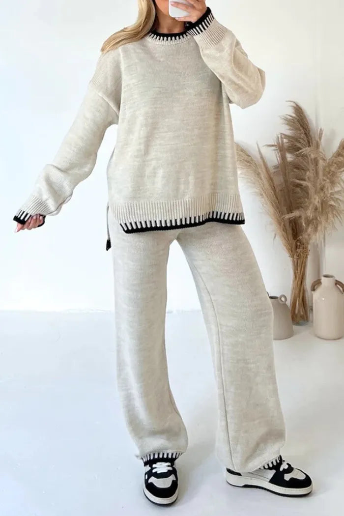 Ensemble pull d'hiver chaud à manches longues et détails spéciaux
