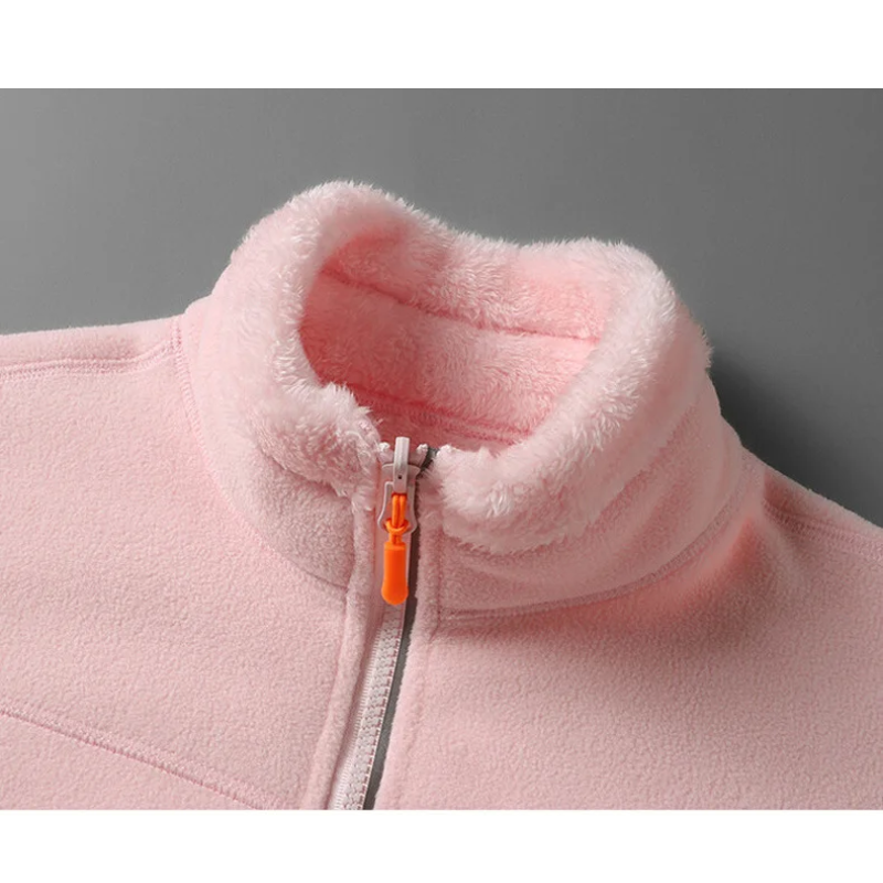 Kuschelige Fleece-Strickjacke, lange Ärmel mit Reißverschlusstaschen