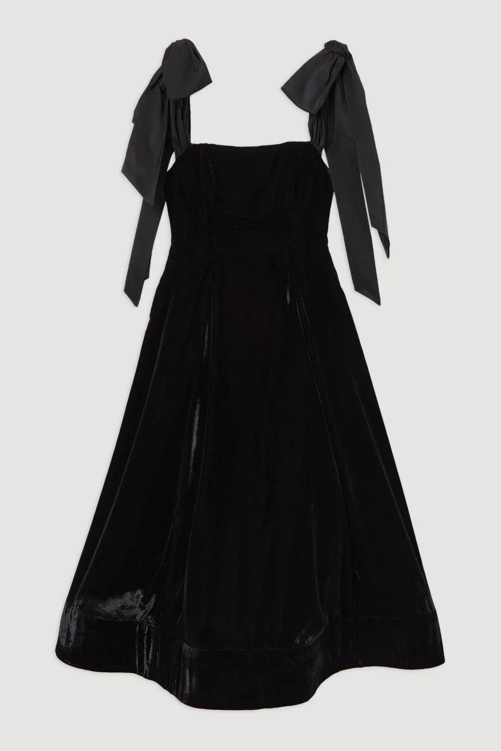 Samt Trägerloses Schleifen Midi Kleid