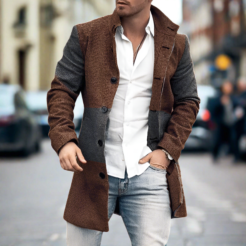 Ben - Manteau long classique en laine à col rabattu
