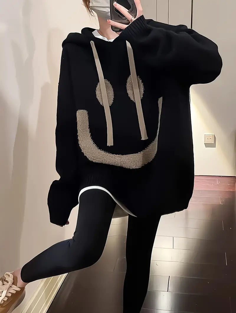 Rebecca – sweat à capuche avec motif sourire et cordon de serrage