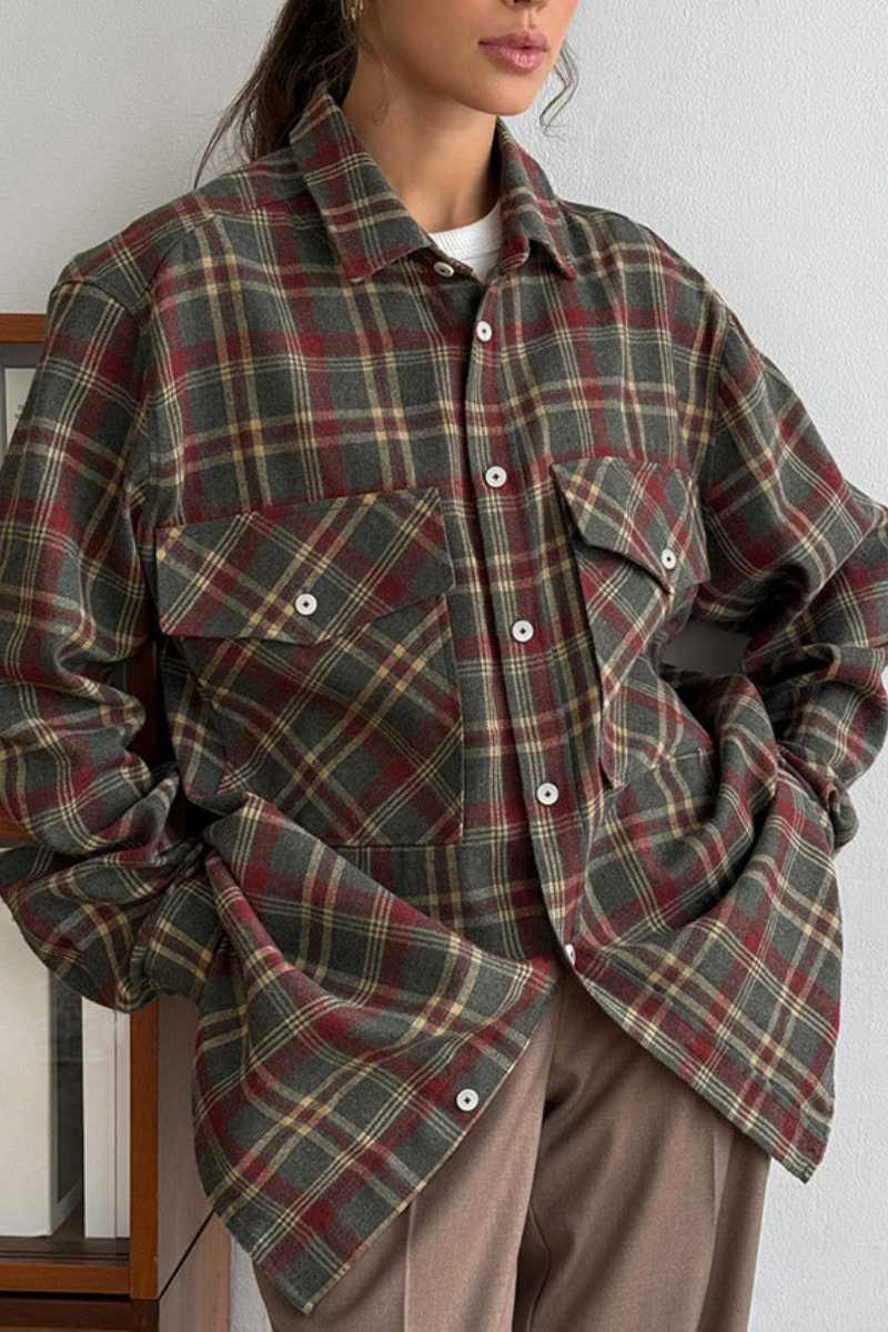 Chemise à carreaux vintage ample et décontractée