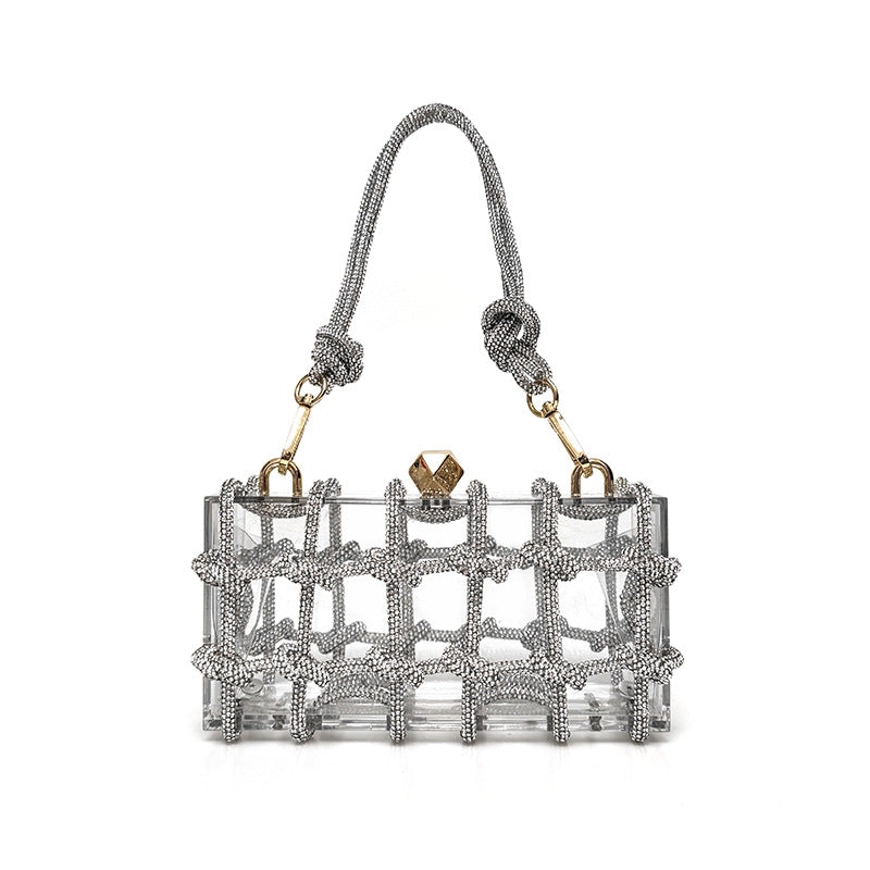 Petit sac carré de banquet en strass brillant Bellachicha