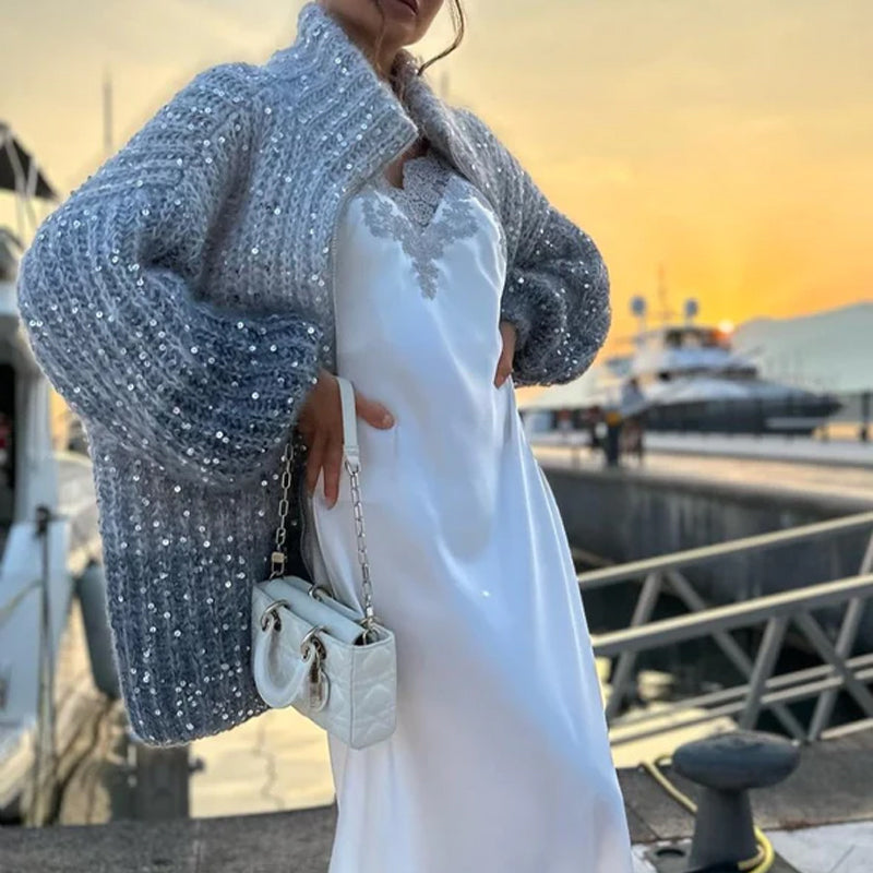 Pull en maille unie avec paillettes