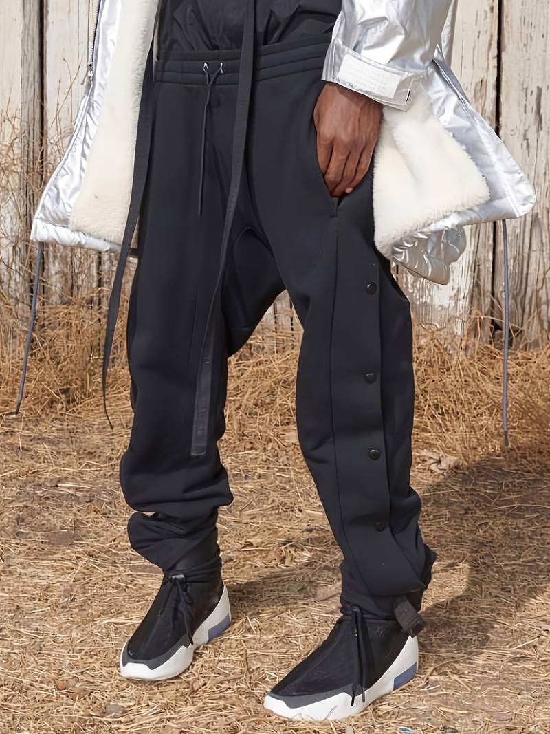 Tyler – Pantalon de survêtement pour homme avec cordon de serrage et boutons