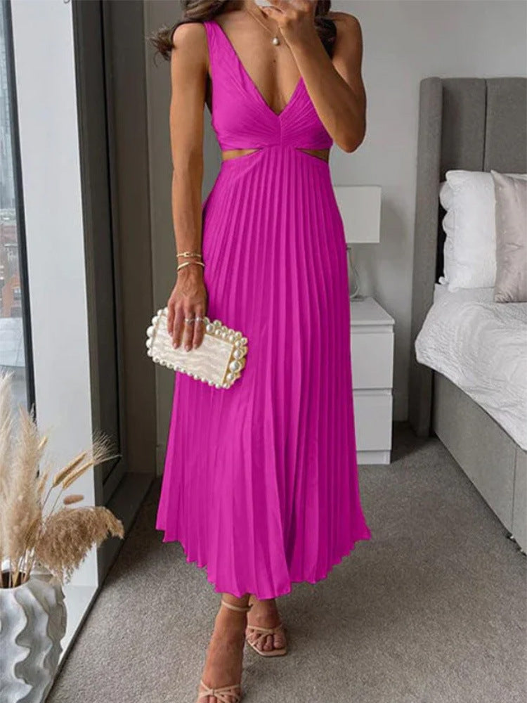Julieta - Robe longue plissée avec décolleté
