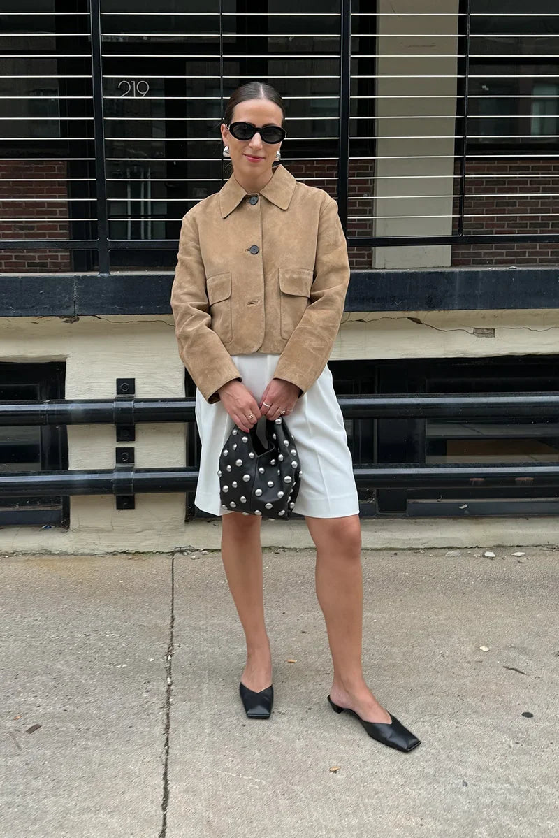 Veste en daim fendu avec poche