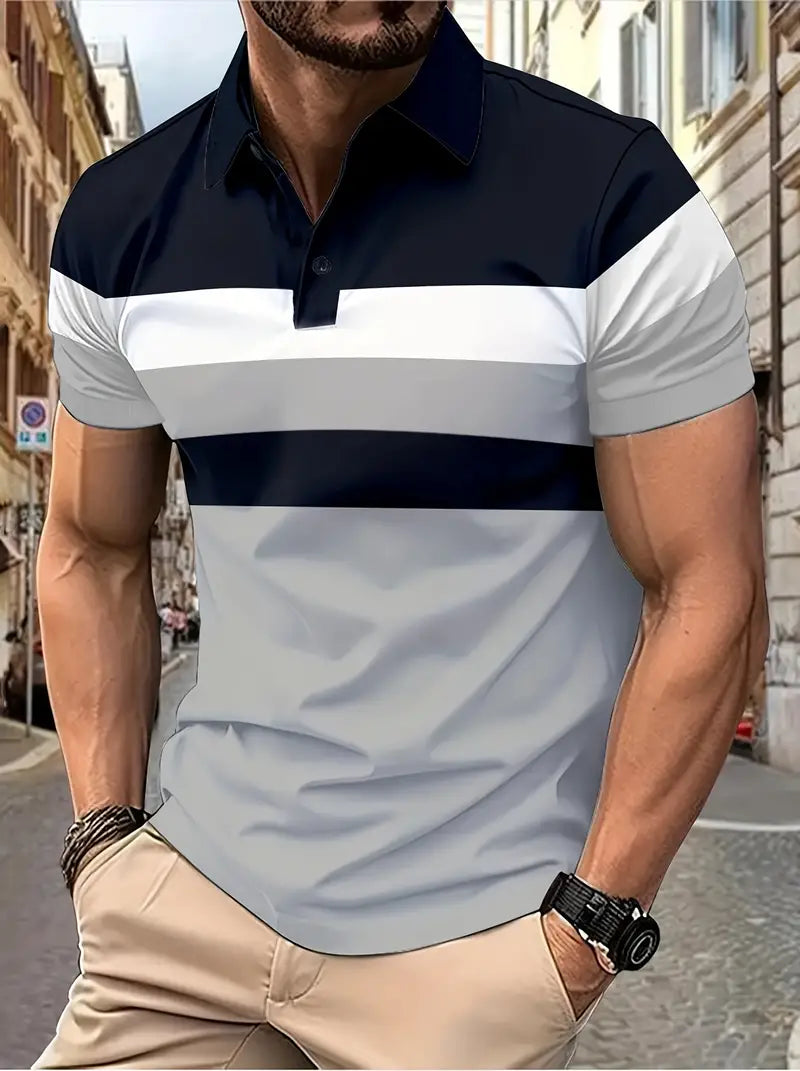 Alexander – chemise décontractée à manches courtes pour homme avec motif color block