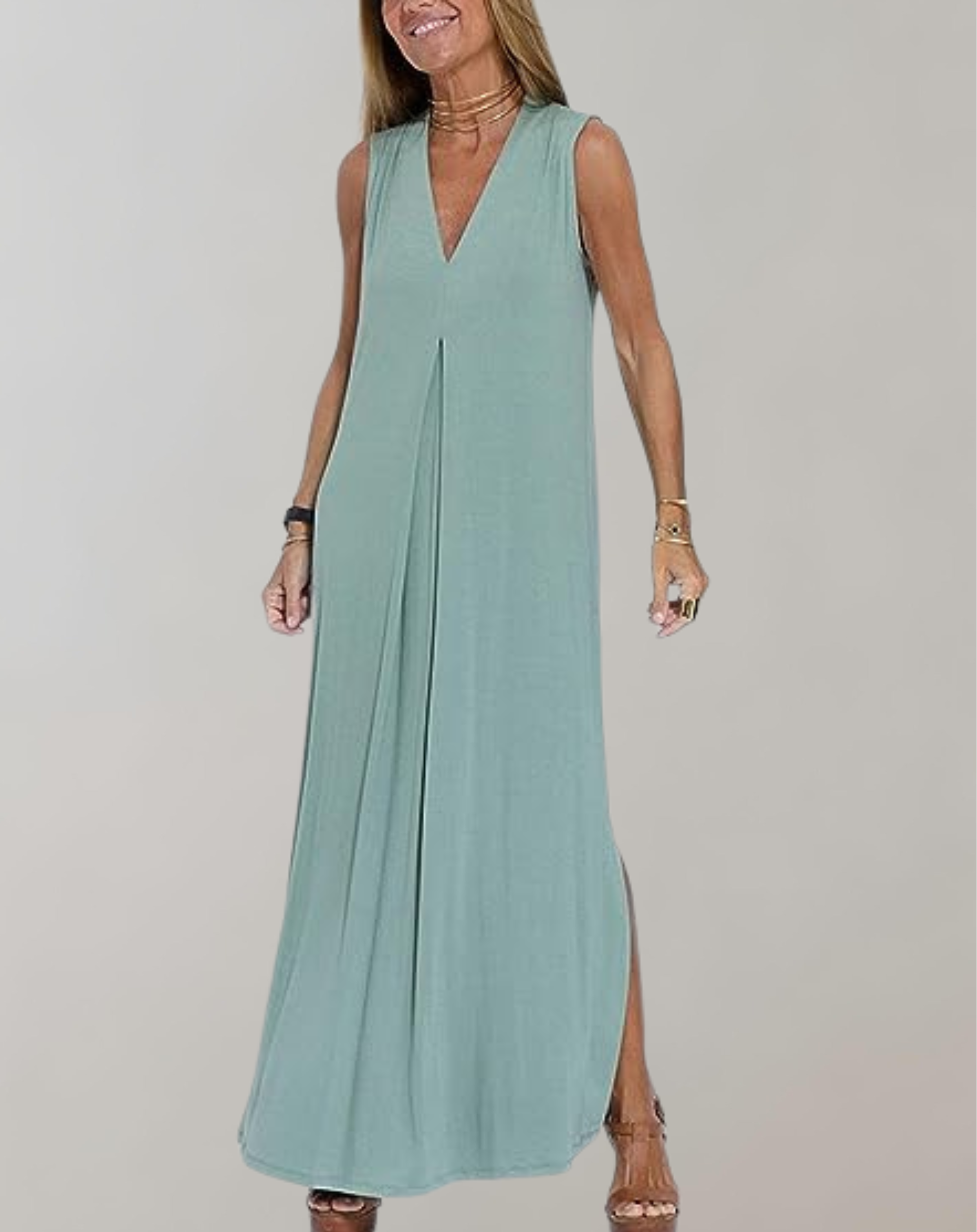 Mishele – Schlankmachendes Kleid mit V-Ausschnitt