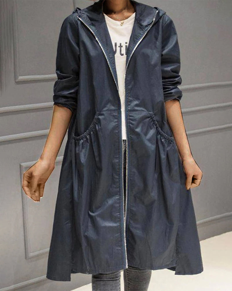 Vina® | Veste à capuche mi-longue de style coréen