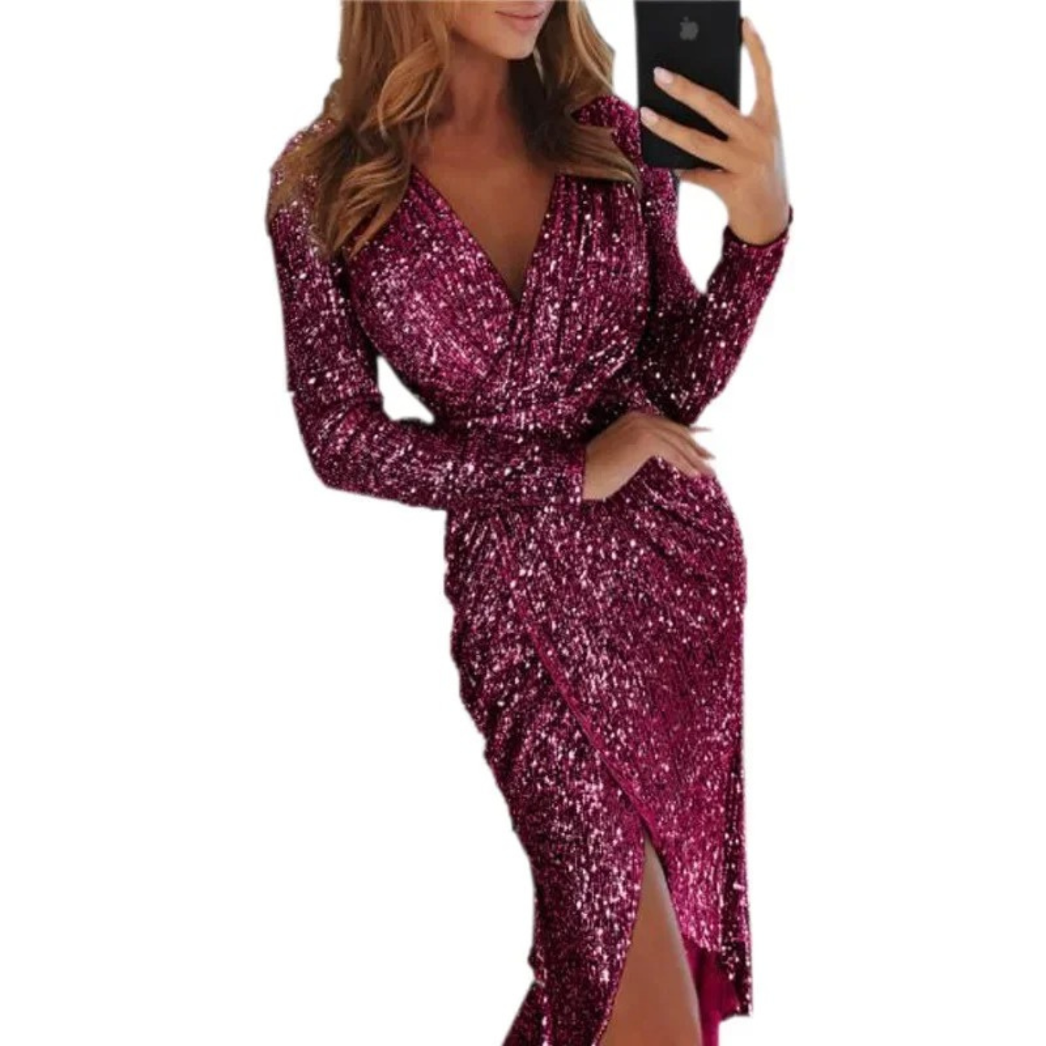 Quinn - Cocktailkleid mit Pailletten und geteilter Front