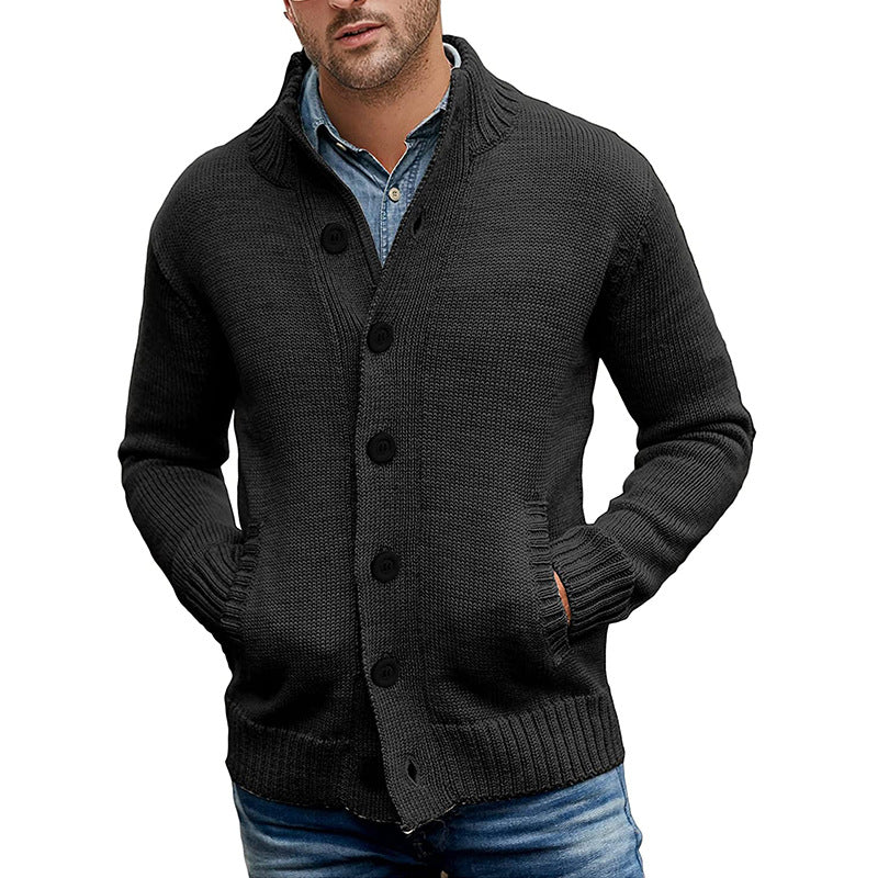 Hervin - Pull simple boutonnage en maille unie