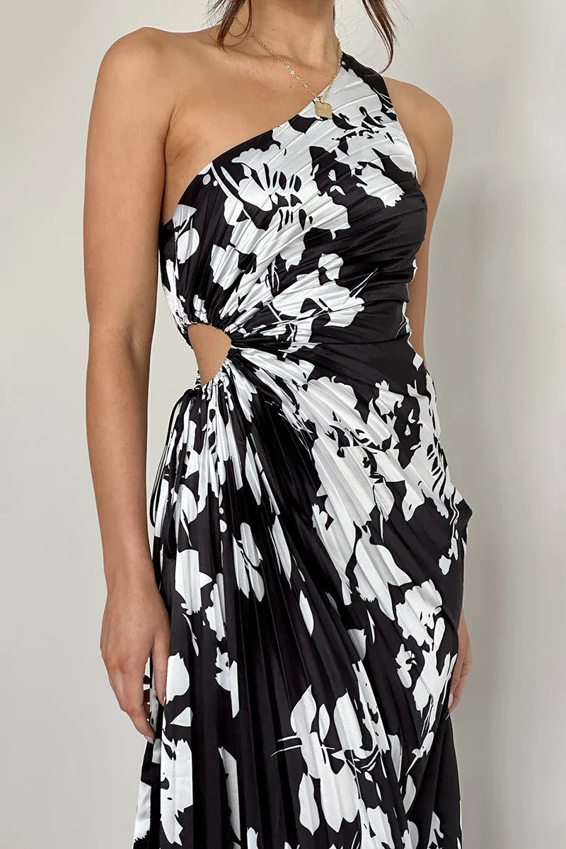 Laken Maxikleid - Schwarz/Weiß geblümt