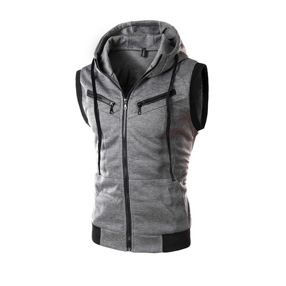 Gilet à capuche sans manches pour homme