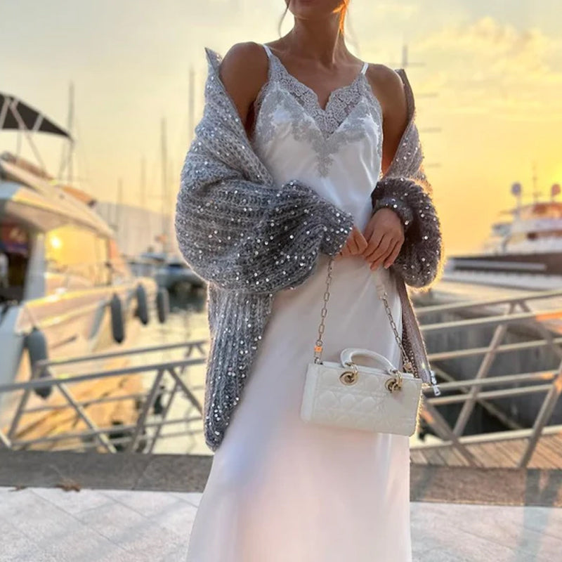 Pull en maille unie avec paillettes