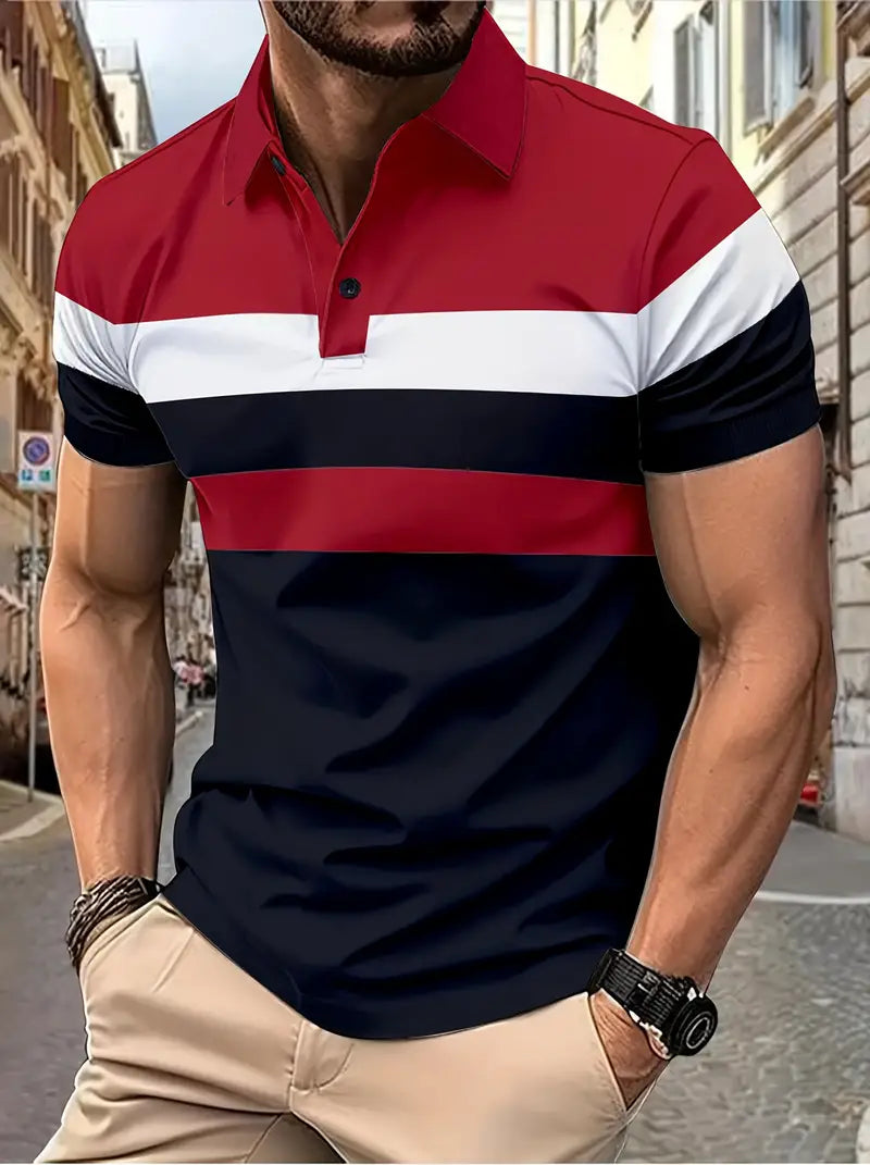 Alexander – chemise décontractée à manches courtes pour homme avec motif color block