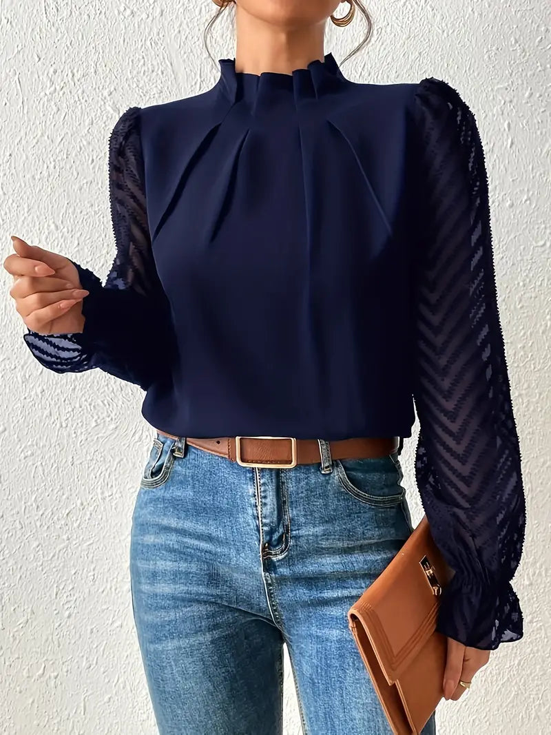 Chemisier Bellachicha | Haut plissé chic à manches en maille pour femme