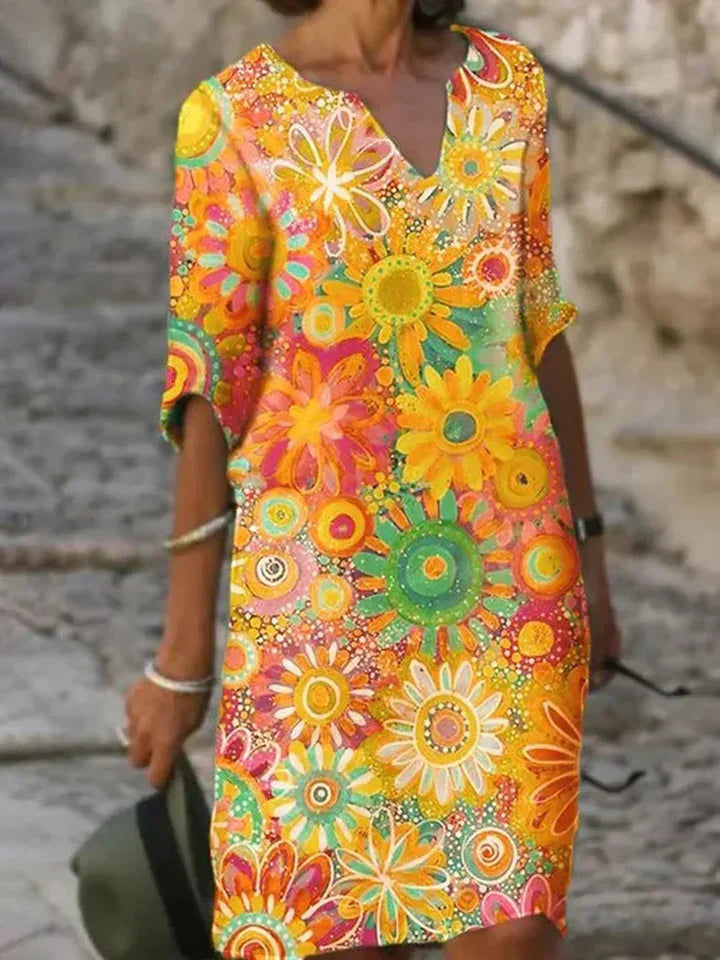 Hannah – Robe col V à imprimé floral