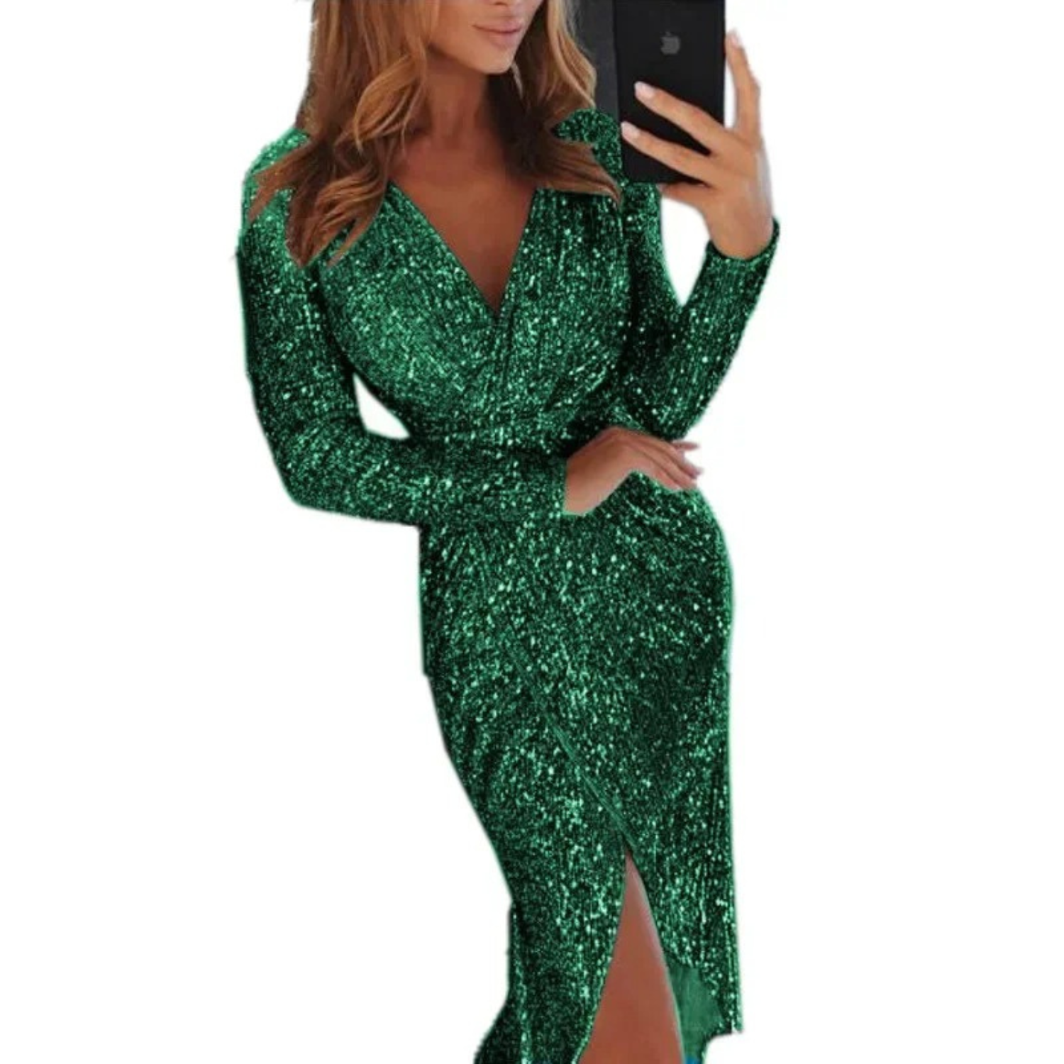 Quinn - Cocktailkleid mit Pailletten und geteilter Front