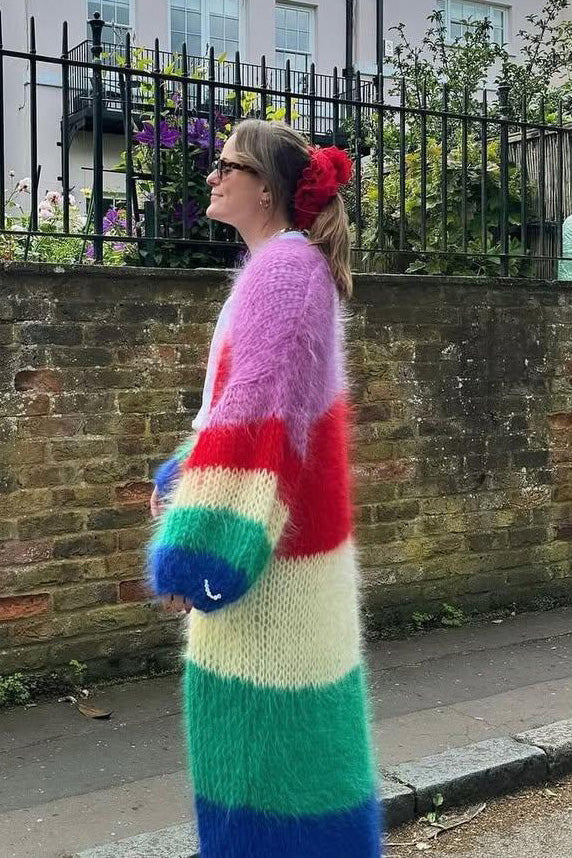 Cardigan épais à rayures Dopamine