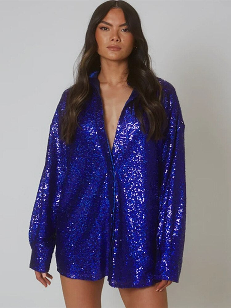 Bellachicha - Extragroßes Glitzerhemd für Damen