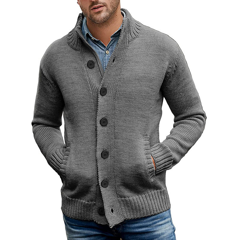 Hervin - Pull simple boutonnage en maille unie