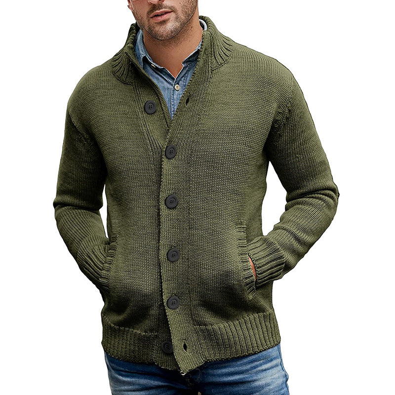 Hervin - Pull simple boutonnage en maille unie