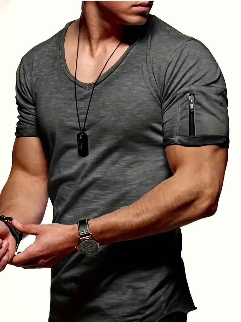 Zephyr – T-shirt décontracté à col en V pour homme