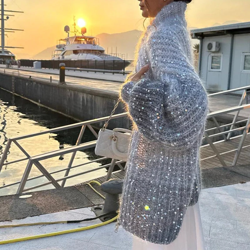 Pull en maille unie avec paillettes