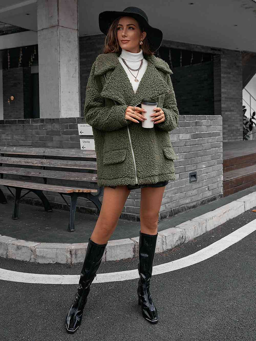 Wendellia | Veste Teddy zippée à double fermeture avec col