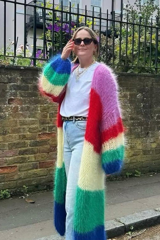 Cardigan épais à rayures Dopamine
