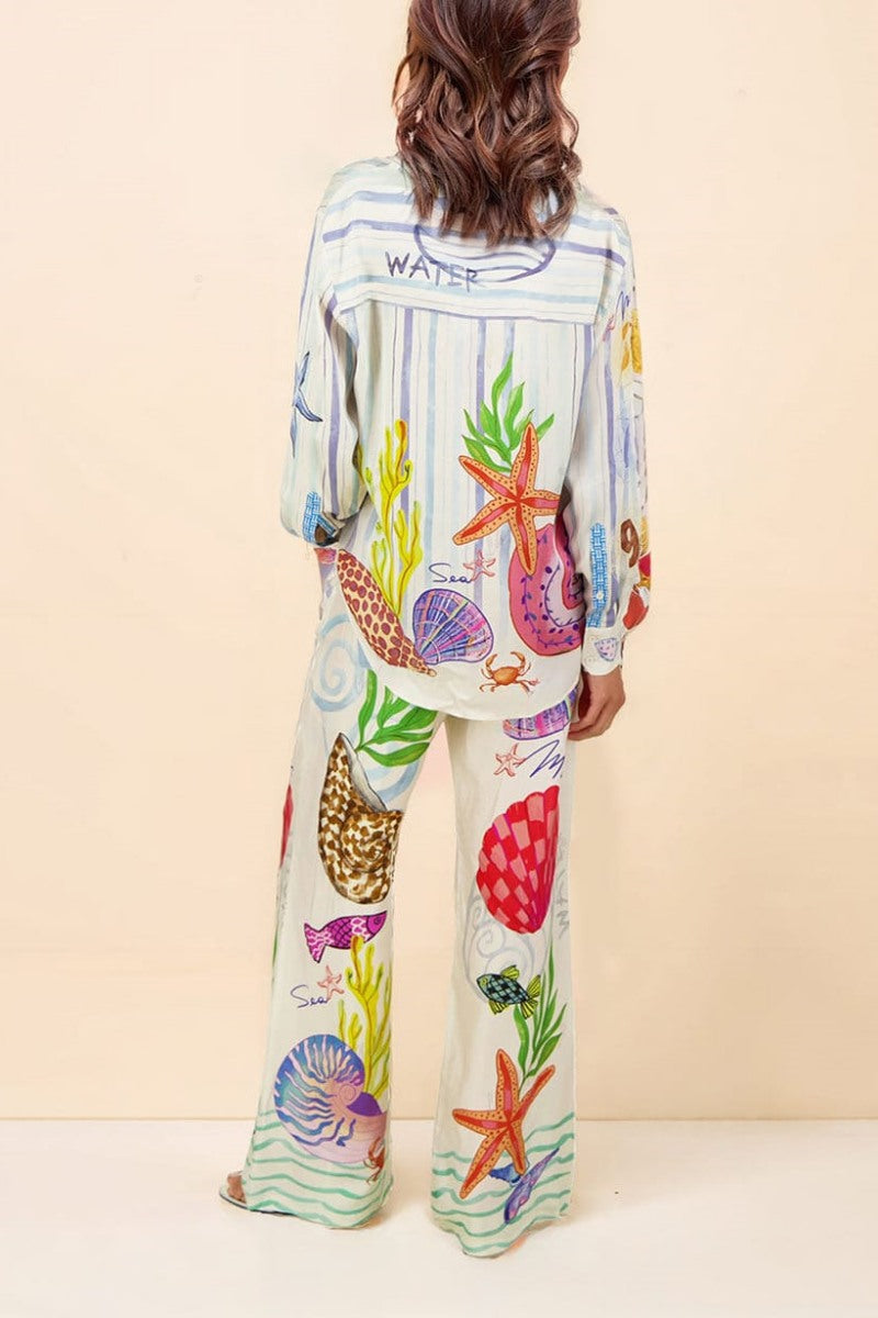 Ensemble pantalon à motif océan