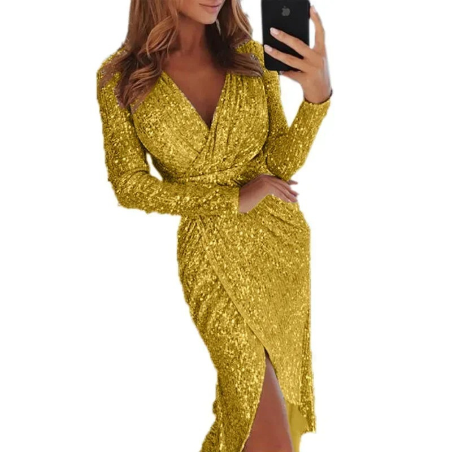Quinn - Cocktailkleid mit Pailletten und geteilter Front