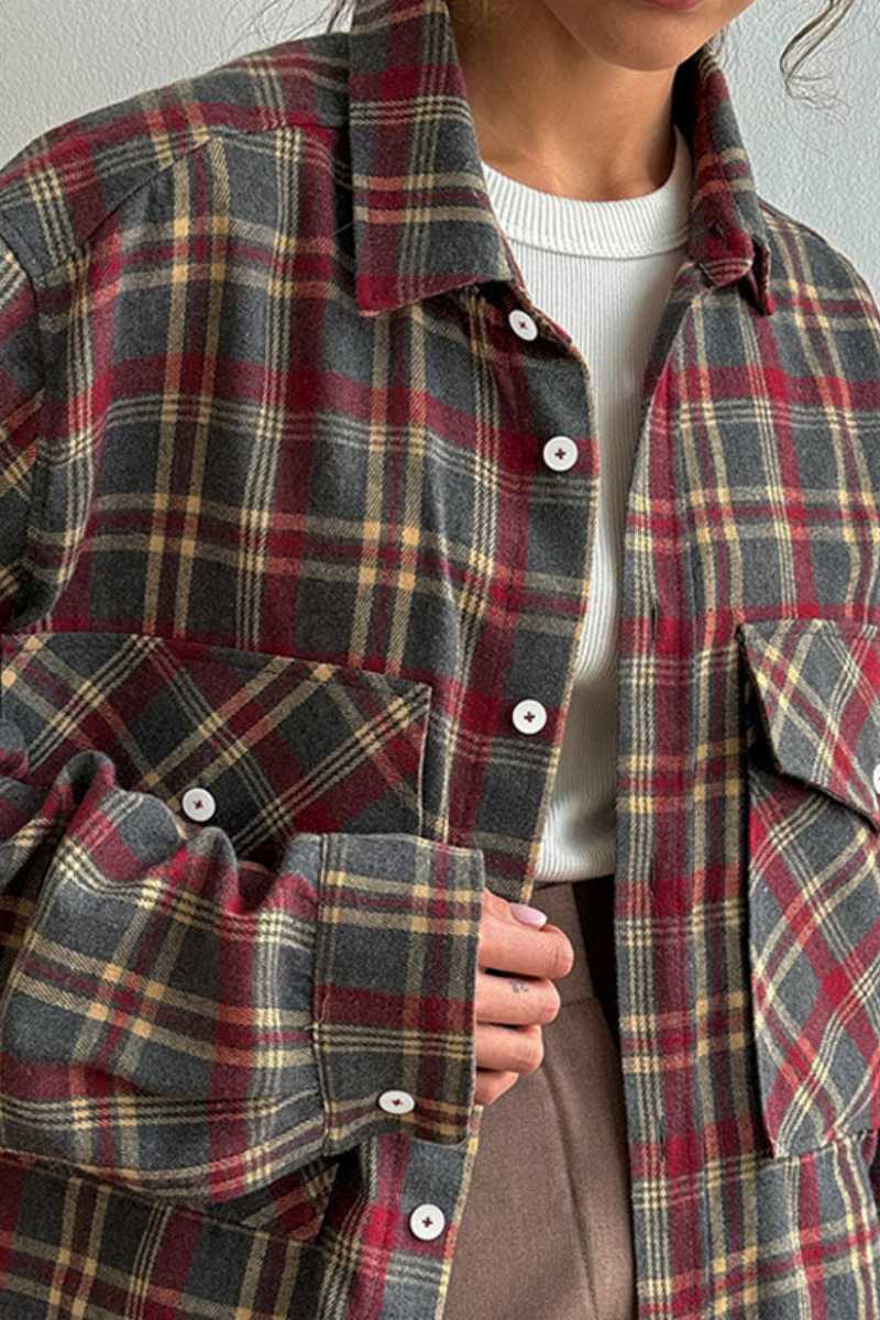 Chemise à carreaux vintage ample et décontractée