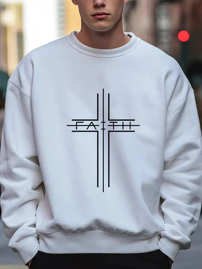 Kevin – Pull imprimé croix de foi pour homme