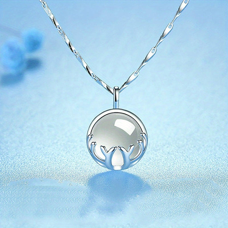 Zara - Collier pendentif pierre de lune plaqué argent