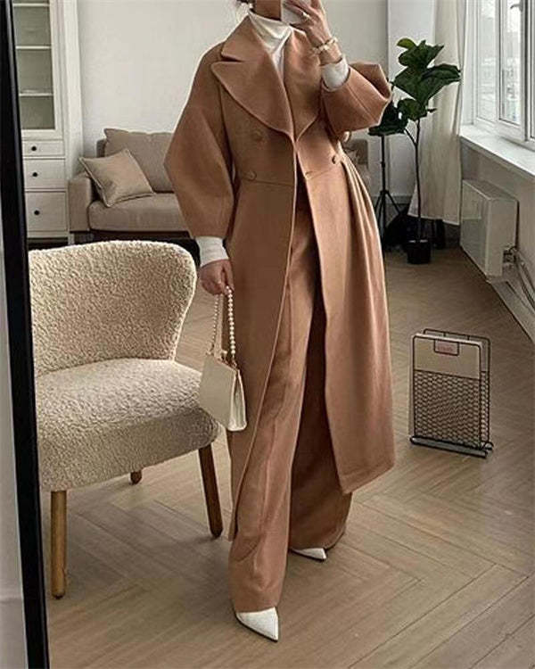 Manteau en laine vintage avec manches lanternes et revers