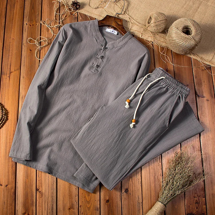 Giulio - Ensemble 2 pièces avec chemise à manches longues et pantalon à taille élastique