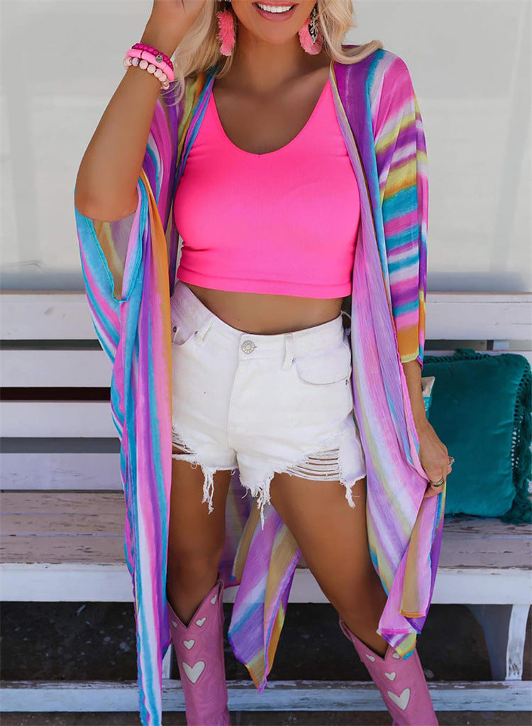 Chic Beach Cover-up Sonnenschutz Strickjacke Lose Lang