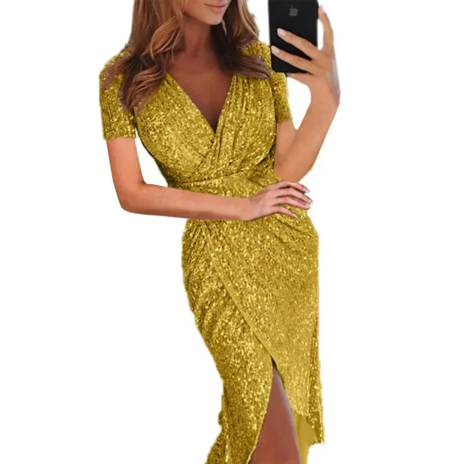 Quinn - Cocktailkleid mit Pailletten und geteilter Front