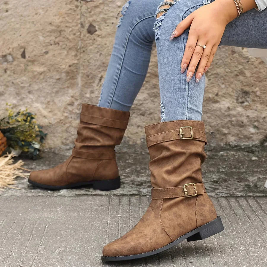 Kasha - Bottines western vintage à boucle pour femme