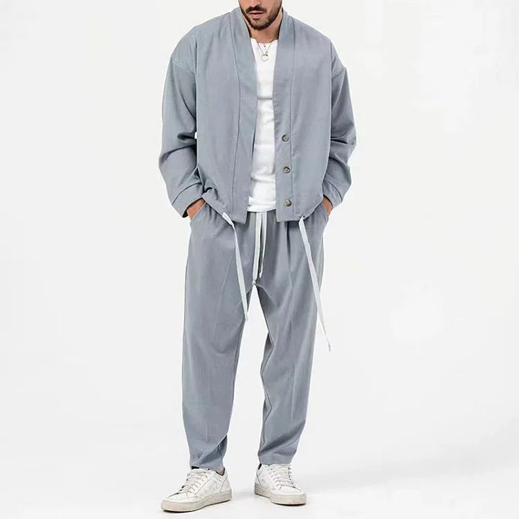 Gerrit - Ensemble 2 pièces avec blazer boutonné et pantalon à cordon