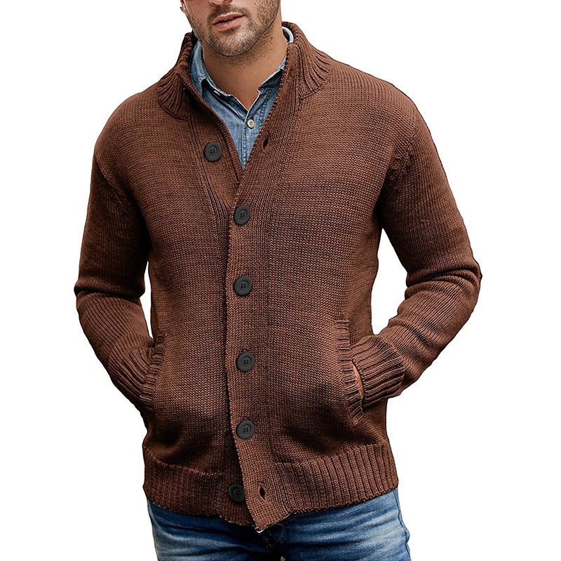 Hervin - Pull simple boutonnage en maille unie